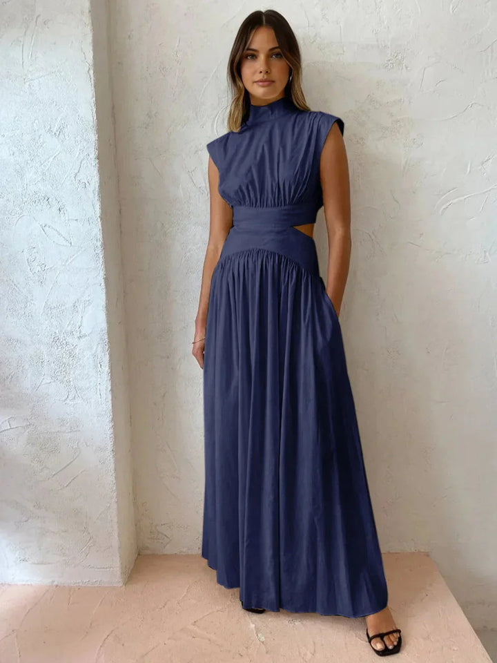 Audrey | Robe Maxi Femme Col Montant Découpes