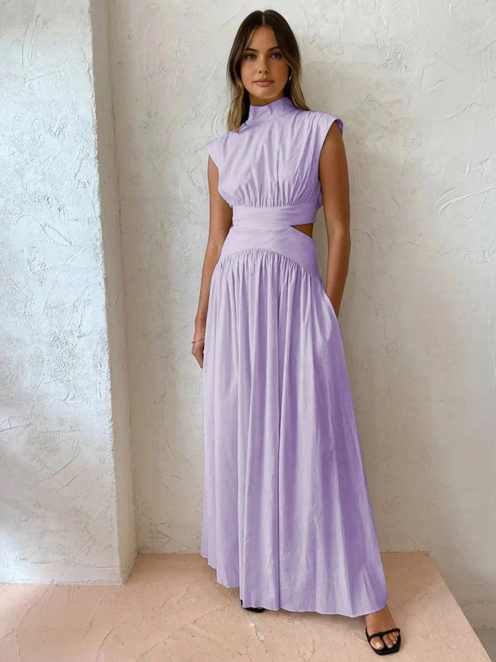 Audrey | Robe Maxi Femme Col Montant Découpes