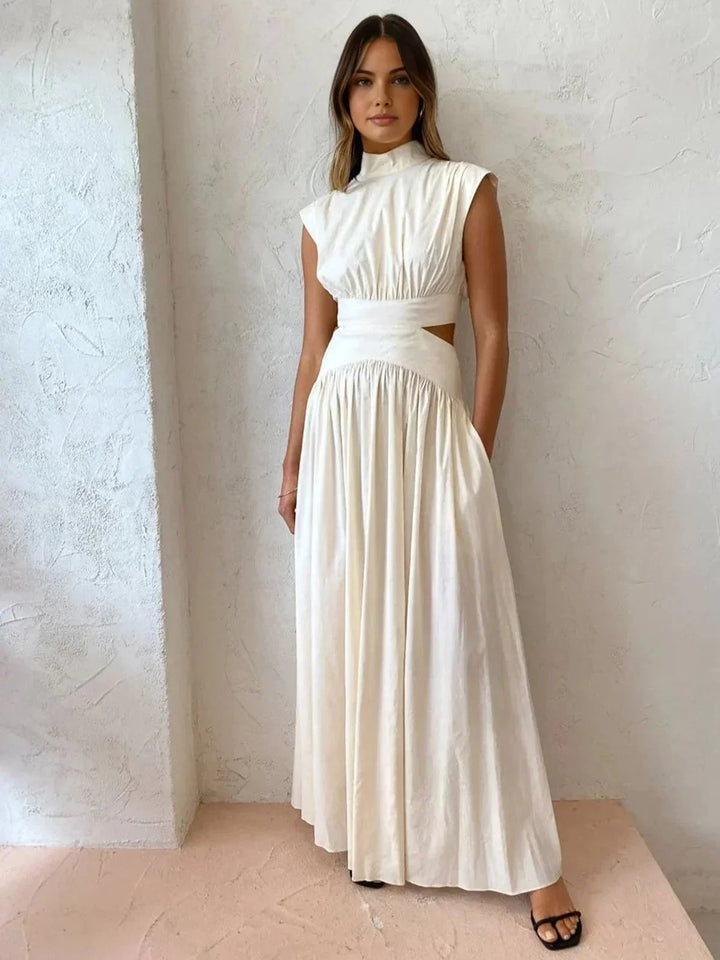 Audrey | Robe Maxi Femme Col Montant Découpes