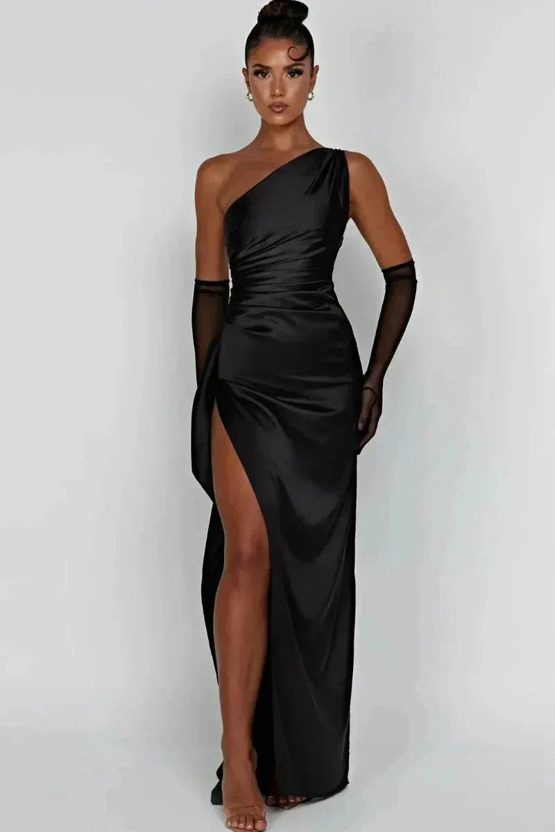 Audrey | Robe de Soirée Longue Fendue Satin