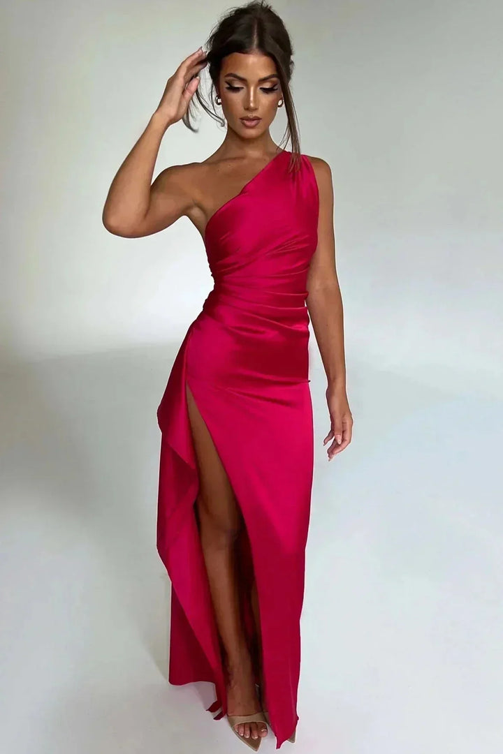 Audrey | Robe de Soirée Longue Fendue Satin