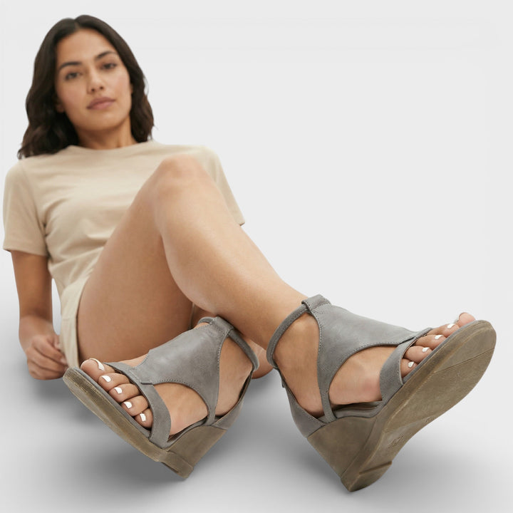 Audrey | Sandales Femme Compensées Noires Lanières
