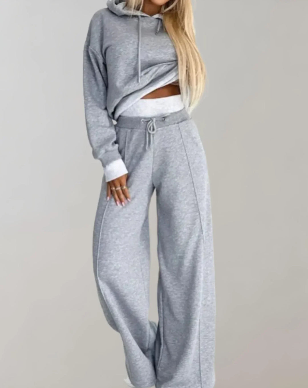 Aurélie | Ensemble Hoodie Crop Pantalon Large Femme