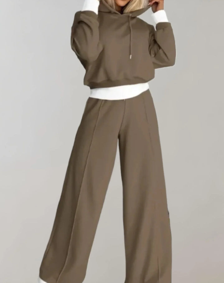 Aurélie | Ensemble Hoodie Crop Pantalon Large Femme