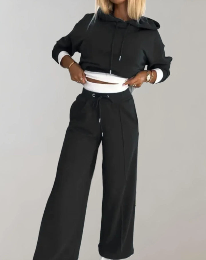 Aurélie | Ensemble Hoodie Crop Pantalon Large Femme
