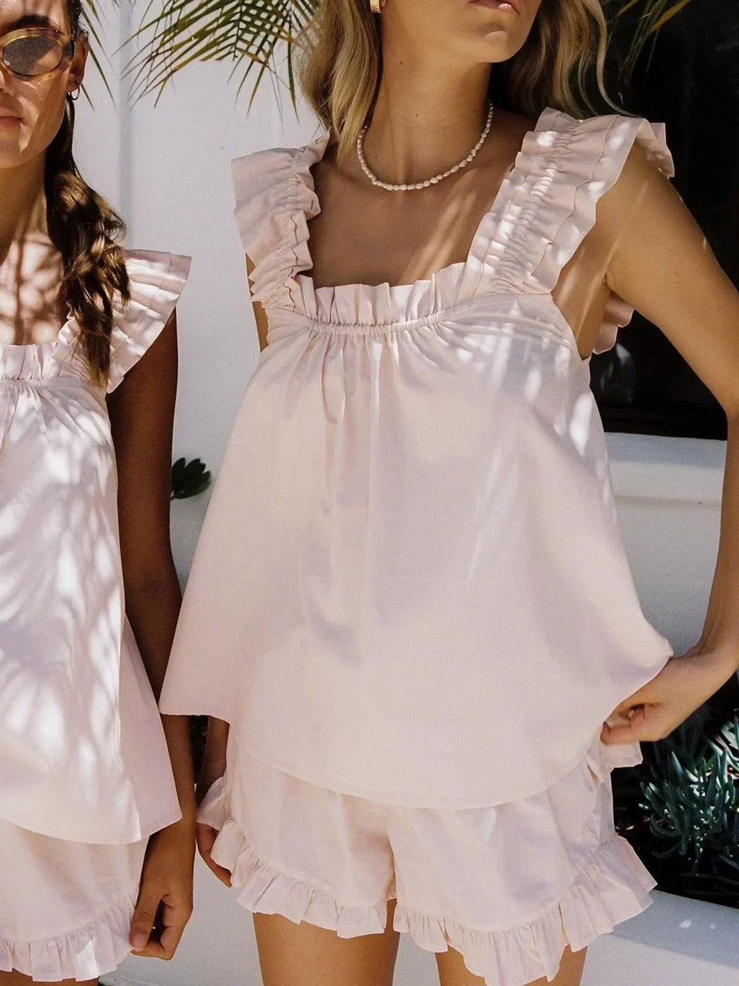 Aurélie | Ensemble Robe Femme Blanc Volants Été