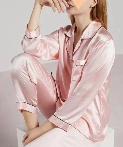 Aurélie | Pyjama Femme Soie Rouge Manches Longues