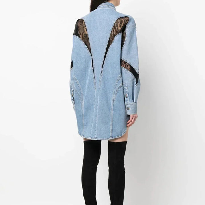 Aurélie | Robe Chemise Jean Dentelle Femme