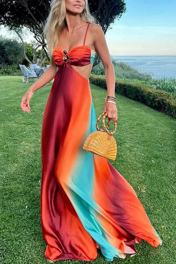 Aurélie | Robe Maxi Tie-Dye Multicolore Dos Nu