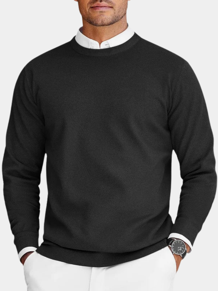 Aurélien | Pull Col Rond Noir Homme Coupe Ample