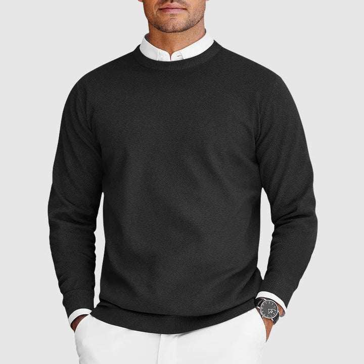 Aurélien | Pull Col Rond Noir Homme Coupe Ample