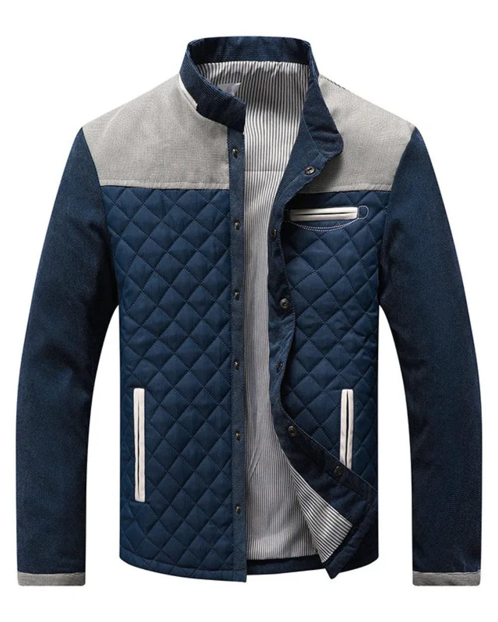 Aurélien | Veste Matelassée Homme en Jean Boutonnée Col Montant