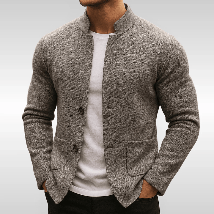 Axel | Blazer Homme Gris Col Montant Ajusté