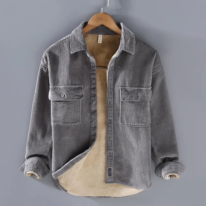 Remy | Veste Chemise Verte Velours Côtelé Doublée Sherpa