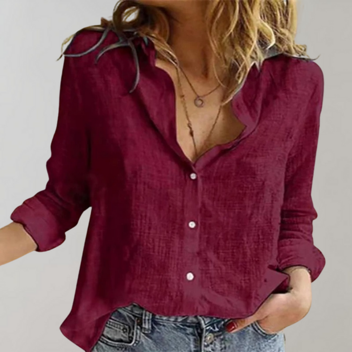Axelle | Chemise Blanche en Lin Femme Manches Longues