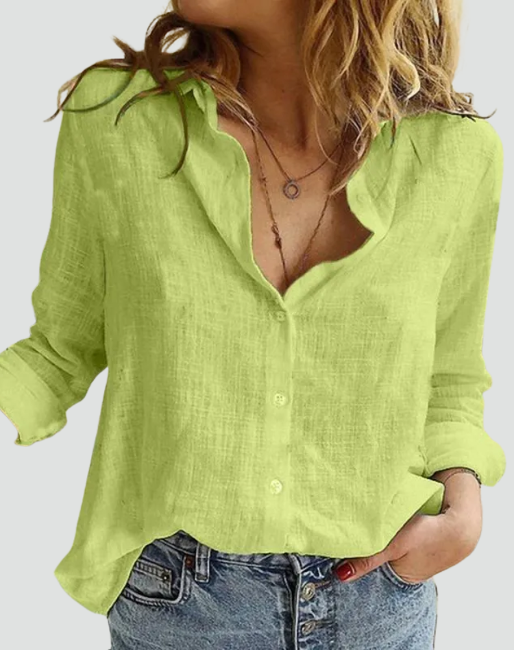 Axelle | Chemise Blanche en Lin Femme Manches Longues