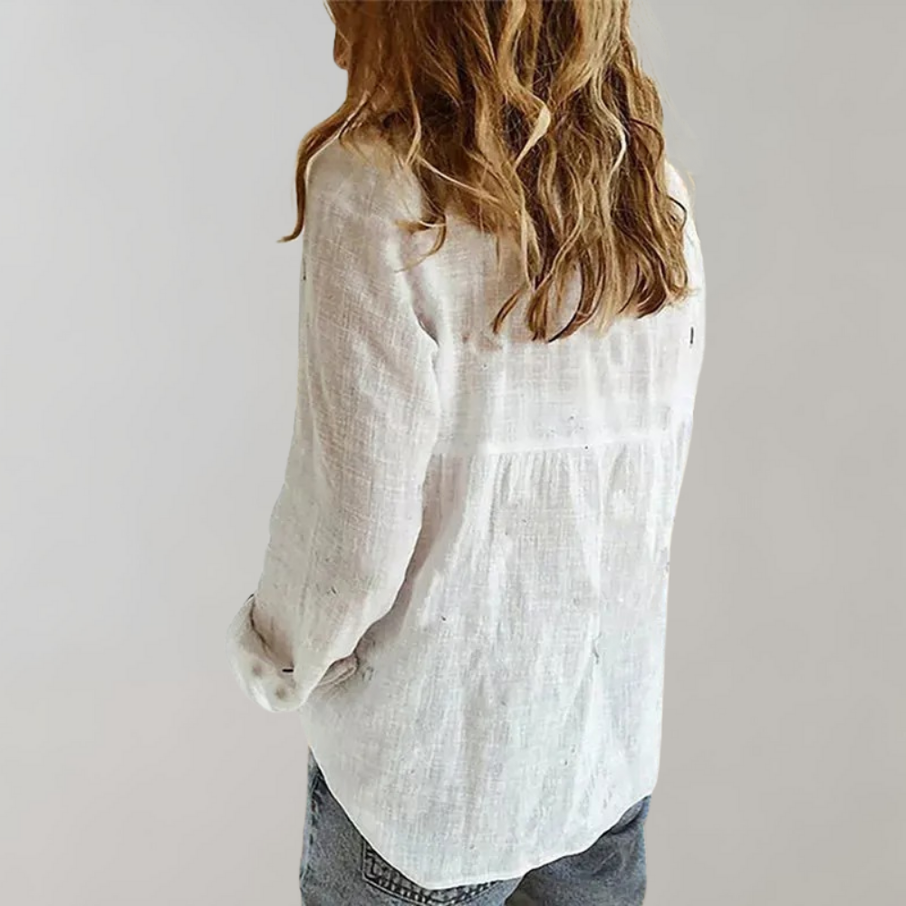 Axelle | Chemise Blanche en Lin Femme Manches Longues
