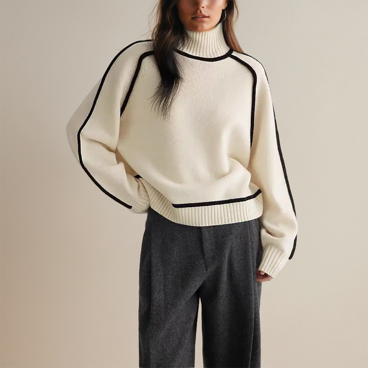 Axelle | Pull Col Roulé Femme Manches Longues Ample