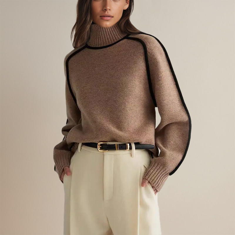 Axelle | Pull Col Roulé Femme Manches Longues Ample