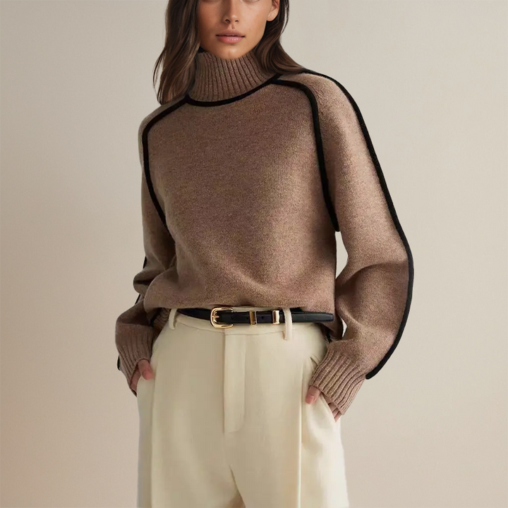 Axelle | Pull Col Roulé Femme Manches Longues Ample