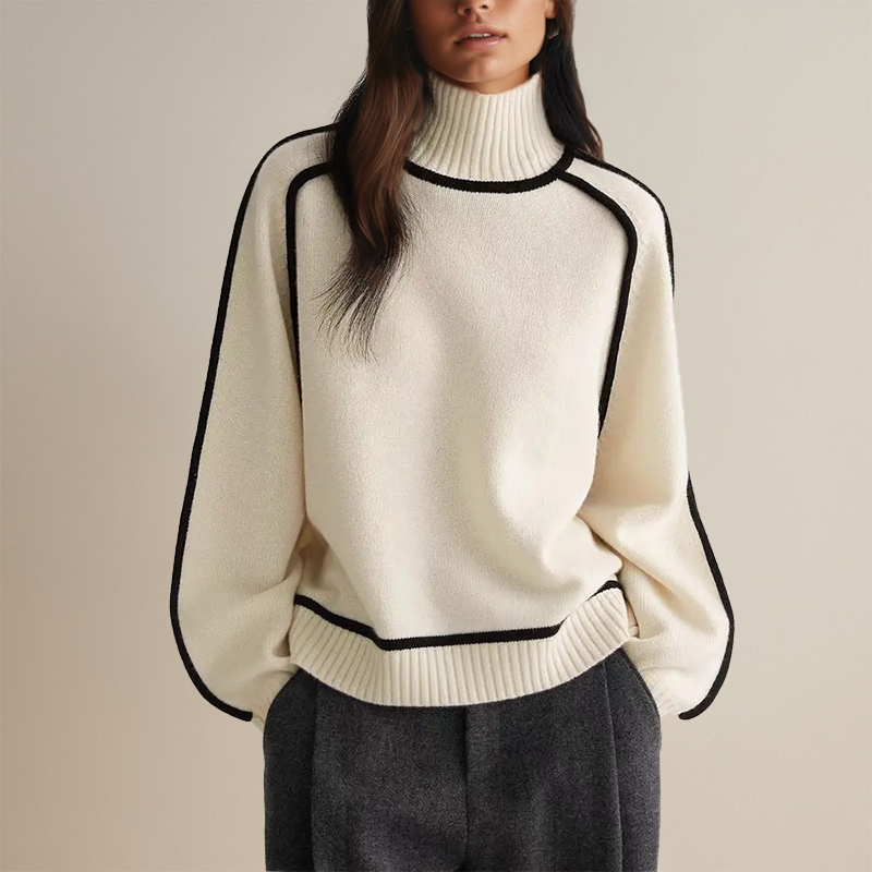 Axelle | Pull Col Roulé Femme Manches Longues Ample