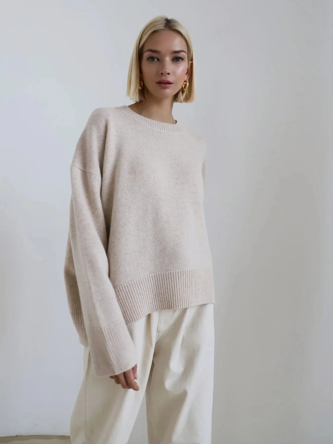 Axelle | Pull Oversize Noir Col Rond Femme