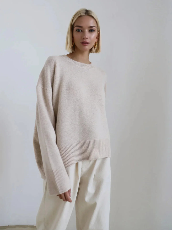 Axelle | Pull Oversize Noir Col Rond Femme