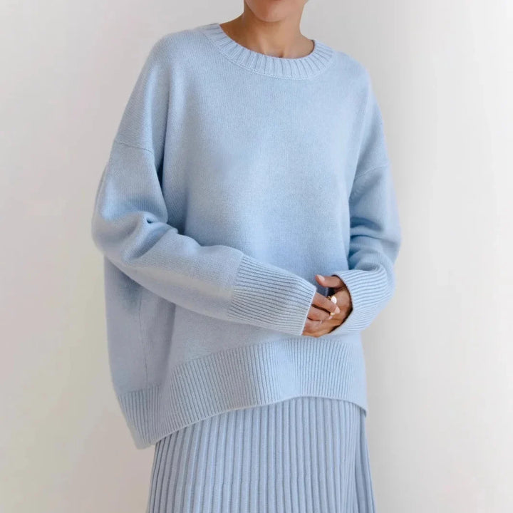 Axelle | Pull Oversize Noir Col Rond Femme