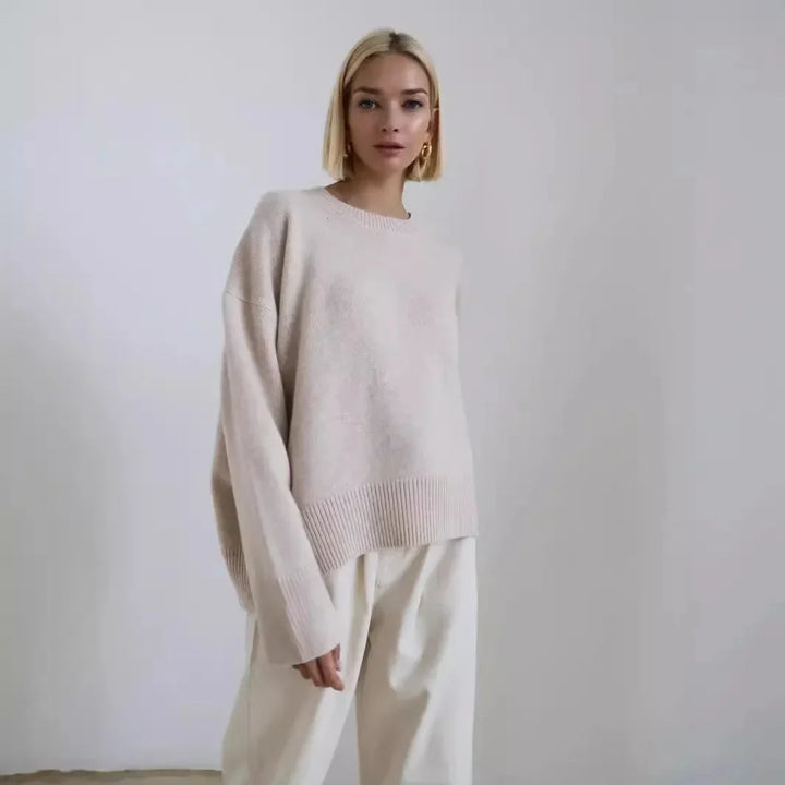 Axelle | Pull Oversize Noir Col Rond Femme