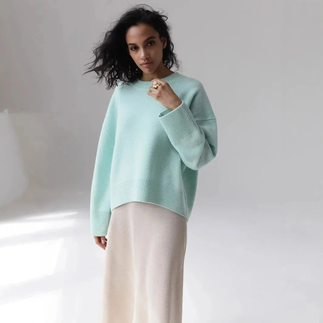Axelle | Pull Oversize Noir Col Rond Femme