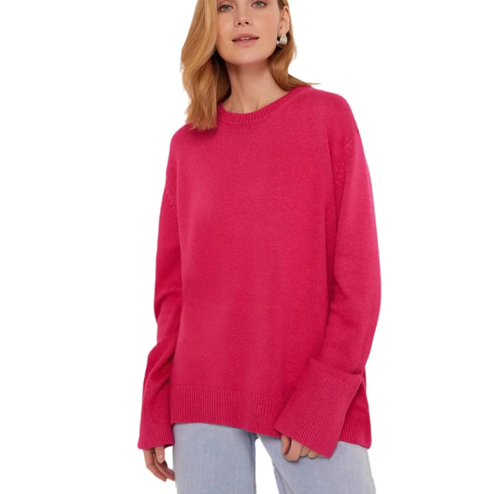 Axelle | Pull Oversize Noir Col Rond Femme