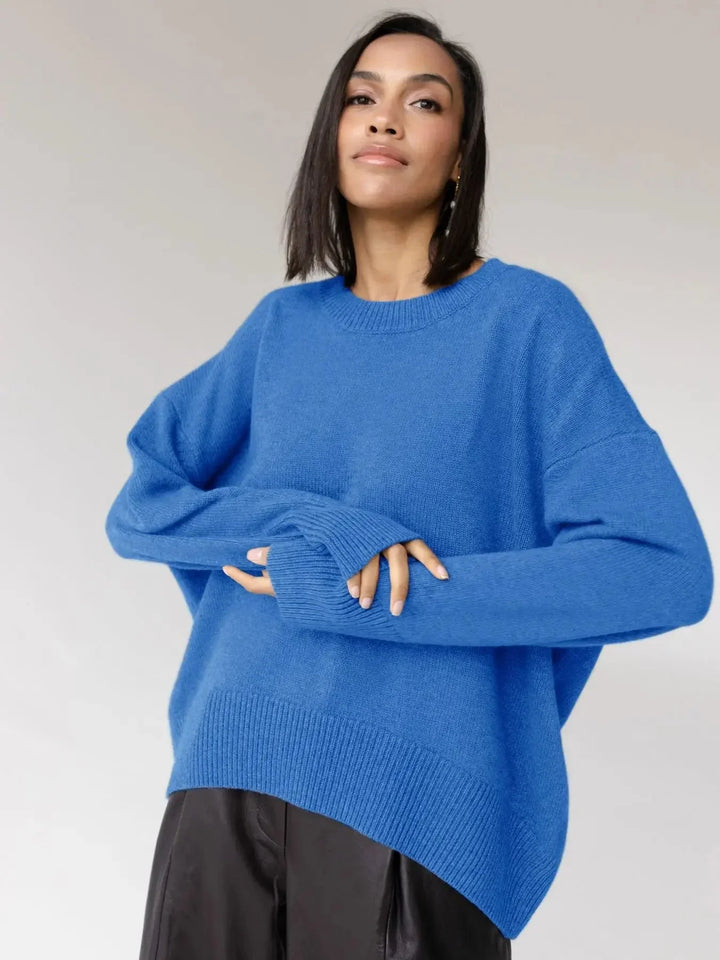 Axelle | Pull Oversize Noir Col Rond Femme