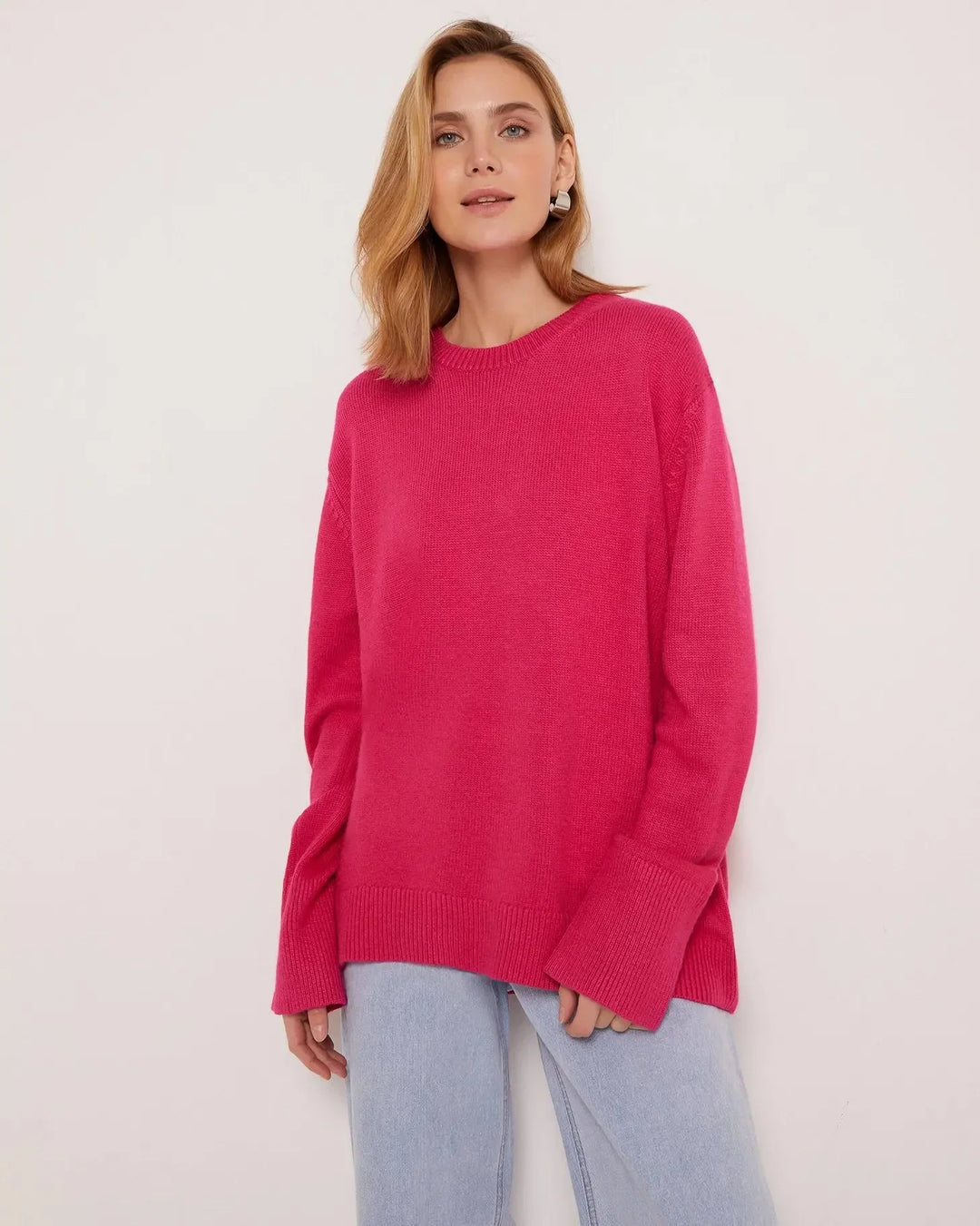 Axelle | Pull Oversize Noir Col Rond Femme