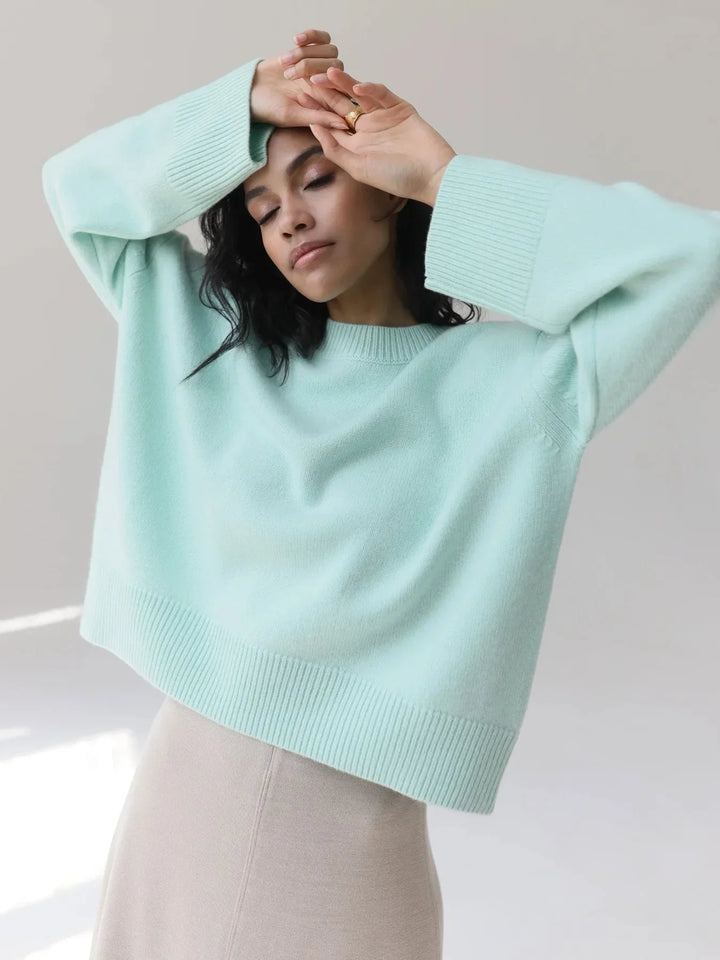 Axelle | Pull Oversize Noir Col Rond Femme