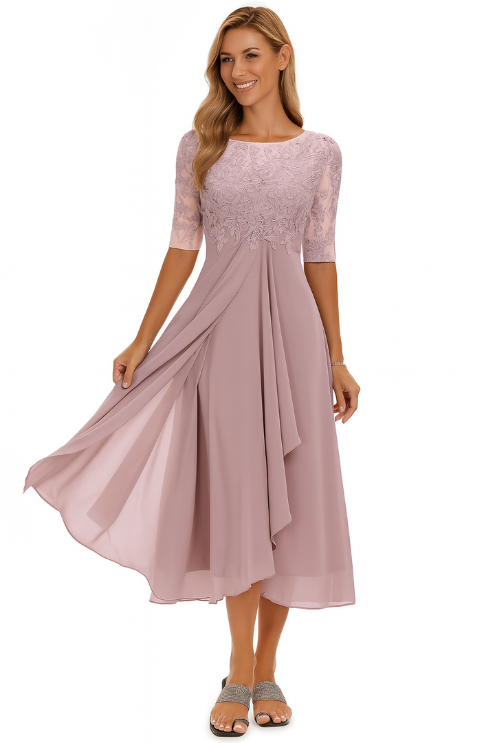 Axelle | Robe Midi Dentelle Femme Mousseline