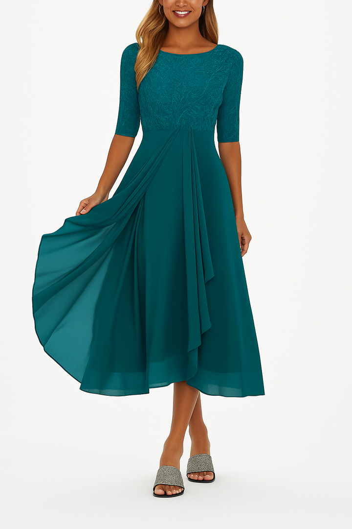 Axelle | Robe Midi Dentelle Femme Mousseline