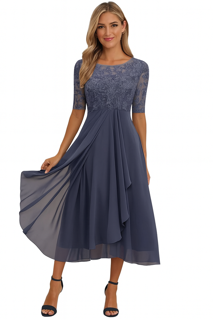 Axelle | Robe Midi Dentelle Femme Mousseline