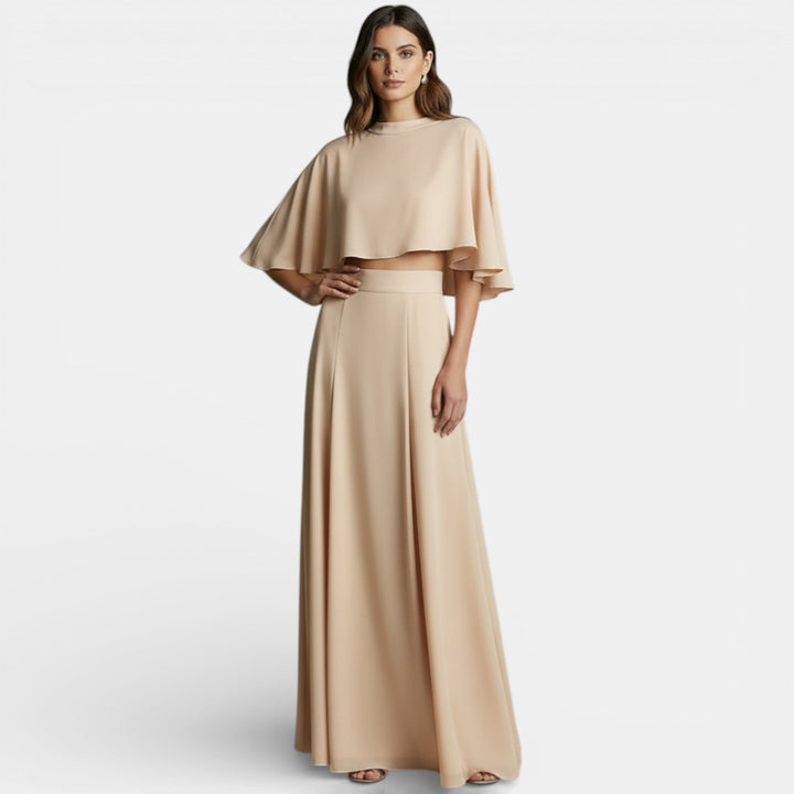 Axelle | Robe de Soirée Ensemble Deux Pièces Cape Maxi