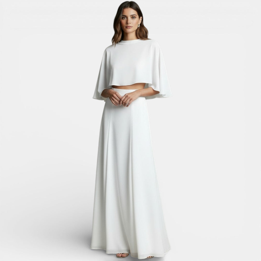 Axelle | Robe de Soirée Ensemble Deux Pièces Cape Maxi