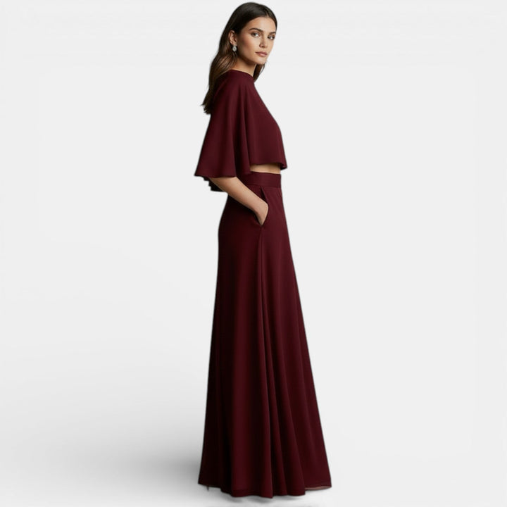 Axelle | Robe de Soirée Ensemble Deux Pièces Cape Maxi
