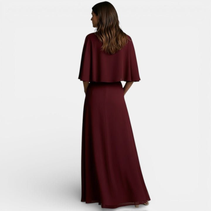 Axelle | Robe de Soirée Ensemble Deux Pièces Cape Maxi