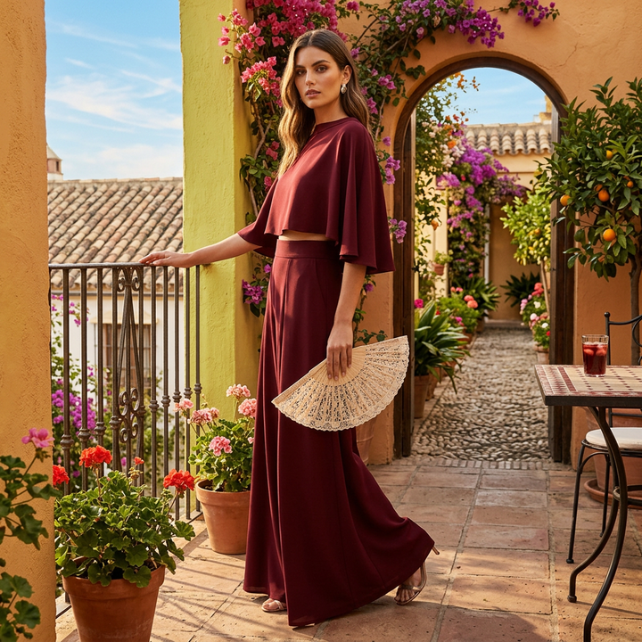 Axelle | Robe de Soirée Ensemble Deux Pièces Cape Maxi