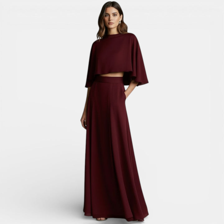 Axelle | Robe de Soirée Ensemble Deux Pièces Cape Maxi