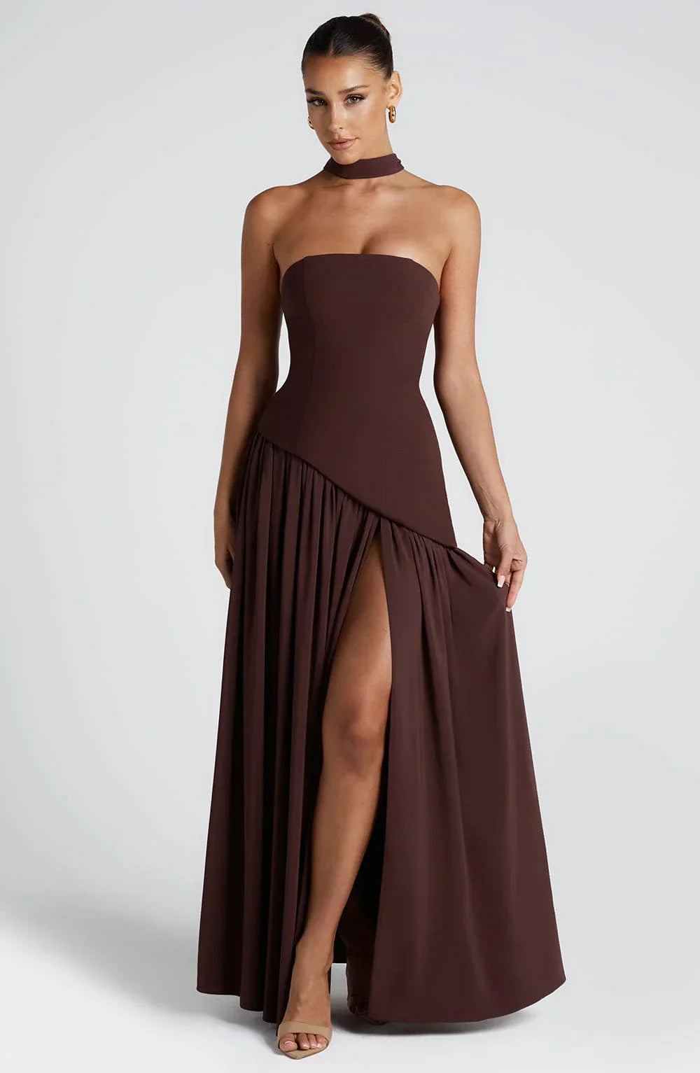Axelle | Robe de Soirée Maxi Bustier Fendue