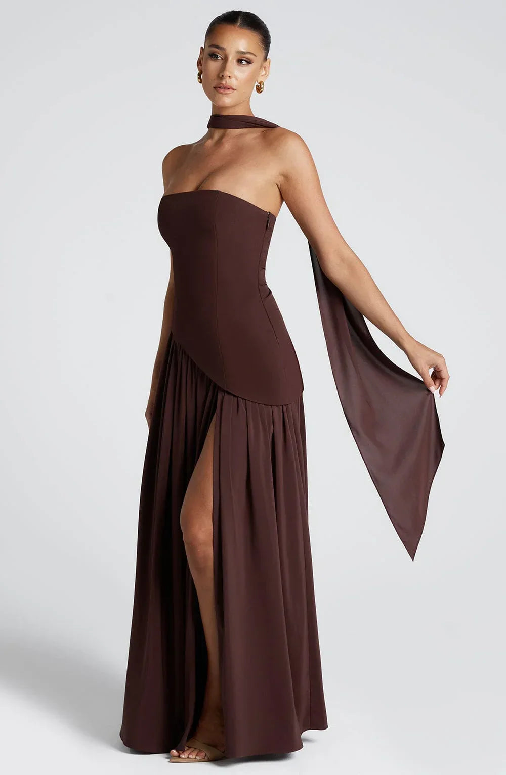 Axelle | Robe de Soirée Maxi Bustier Fendue