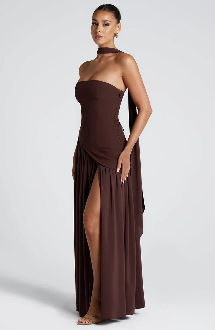 Axelle | Robe de Soirée Maxi Bustier Fendue