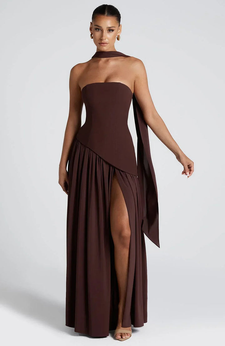 Axelle | Robe de Soirée Maxi Bustier Fendue