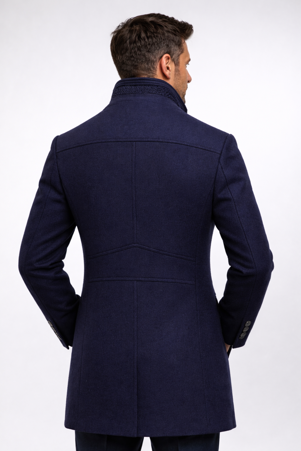 Clément | Manteau Homme Col Contrasté Boutonné Laine