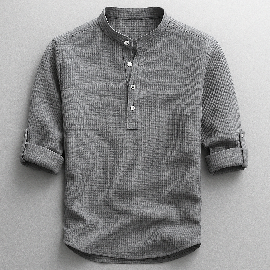 Baptiste | Chemise Homme Col Mao Manches Retroussées