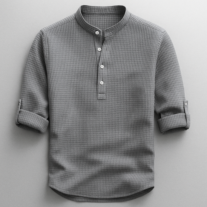 Baptiste | Chemise Homme Col Mao Manches Retroussées